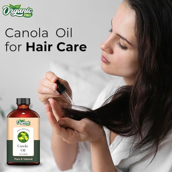 Organic Zing Canola (Brassica Napus) Oil | Carrier Oil for Skincare and Hair Care - 118 Ml