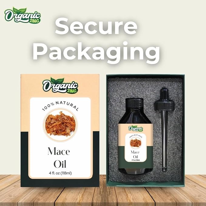 Organic Zing Mace (Myristica Fragrans) Oil | Essential Oil for Skin Care, Haircare, Aroma & Diffusers - 118 Ml