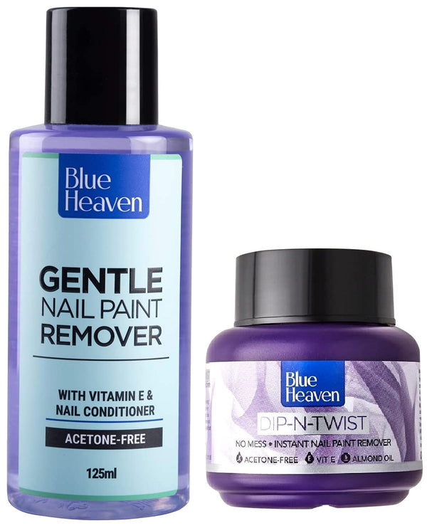 Blue Heaven Gentle Nail Paint Remover & Dip & Twist Nail Paint Remover Combo