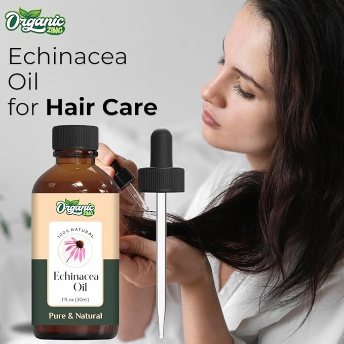 Organic Zing Echinacea (Echinacea Angustifolia) Oil | Carrier Oil for Skincare and Hair Care - 30 Ml