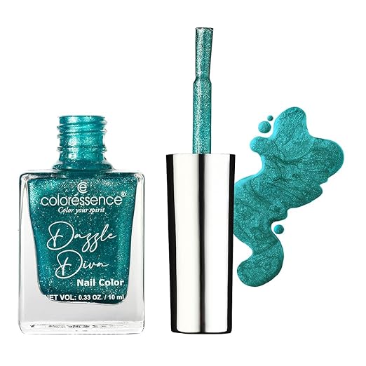 Coloressence Dazzle Diva Glitter Finish Nail Paints Aquamarine - 10 ml