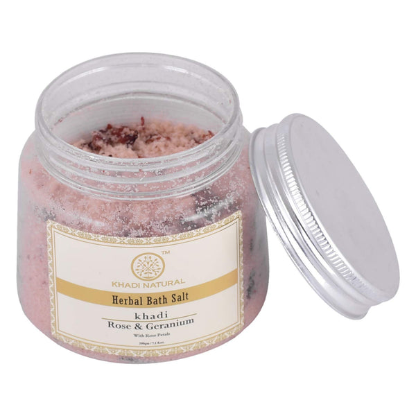 Khadi Natural Rose & Germanium with Rose Petals Bath Salt - 200 gms