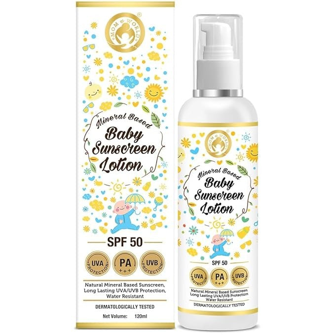 Mom & World Mineral Based Baby Sunscreen Lotion Spf 50 Pa+++ - 120 ml