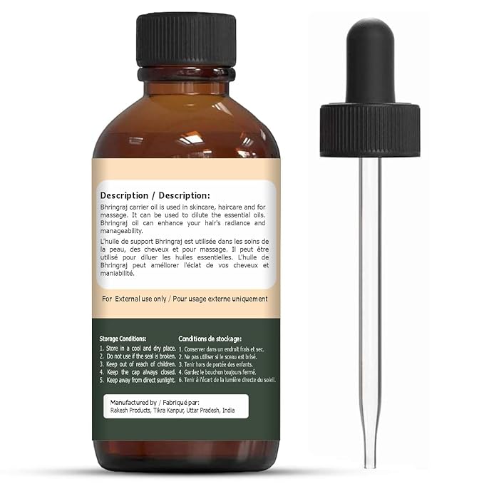 Organic Zing Bhringraj Oil Pure & Natural for Skin, Face, Hair Care & Massage - 30 Ml