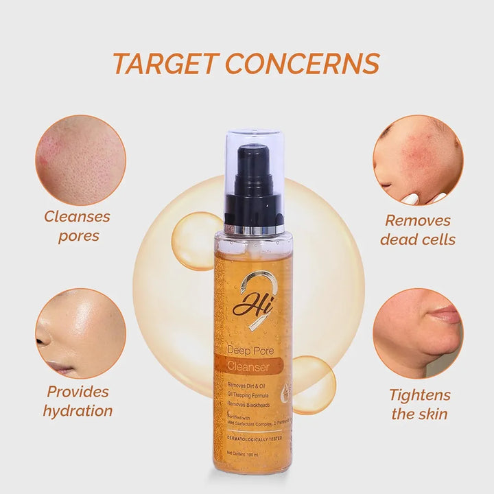 Hi9 Deep Pore Cleanser for Face - 100ml | Oil Cleanser for Oily Skin | Unclogs Pores, Removes Dirt & Oil for Clear, Hydrated Skin | Best Face Cleanser for Men and Women| Perfect for Daily Use