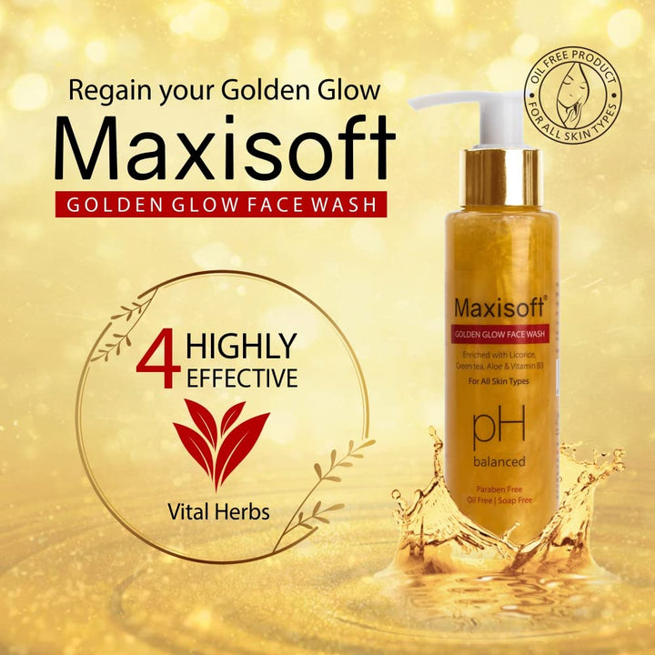 Maxisoft Golden Glow Face Wash | Nourishes & Brightens Skin - 100 Ml