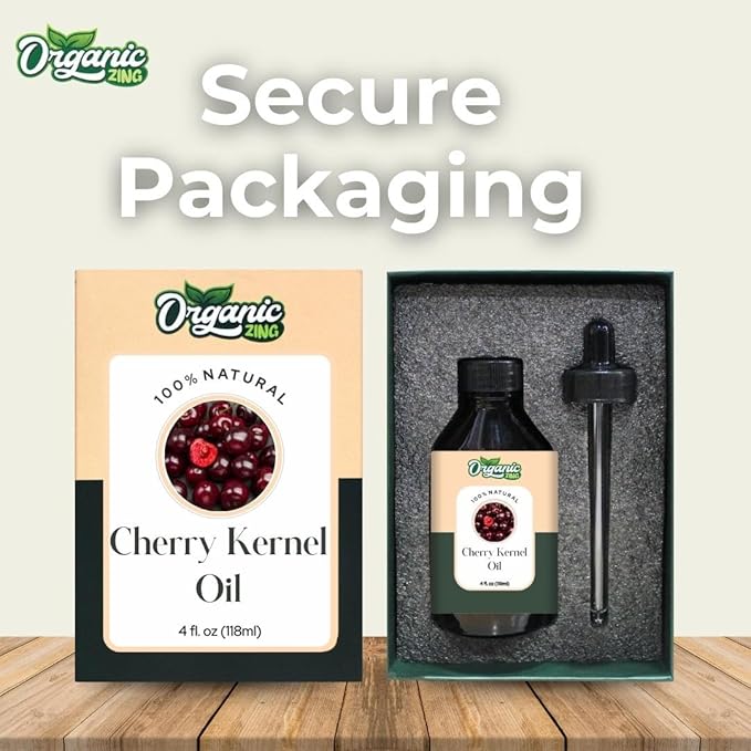 Organic Zing Cherry Kernel (Prunus Avium) Oil | Carrier Oil for Skincare, Hair Care, Aroma & Diffusers - 118 Ml