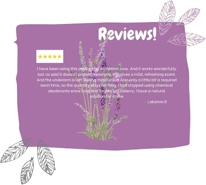 EcoBerry Lavender Ylang Ylang Natural Deodorant | Organic, Neutralises Body Odour, Irritation Free, Aluminium Free, Paraben Free, Chemical Free, Cruelty Free, Mineral Oil Free, Phthalate Free, Artificial Color and Fragrance Free, Preservative Free, Veg