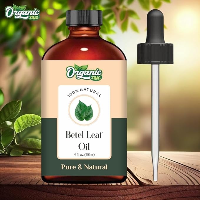 Organic Zing Betel Leaf (Piper Betle) Oil | Essential Oil for Skincare, Hair Care, Aroma & Diffusers - 118 Ml