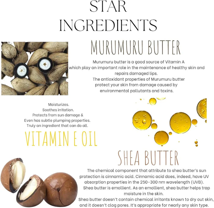 EcoBerry Murumuru Butter Lip Balm For Men Dry, Chapped Lips, Non-shiny Moisturizing, Conditioning, Natural SPF Enriched with Cocoa butter & Vitamin E, Mineral Oil Free, Preservative Free, Veg