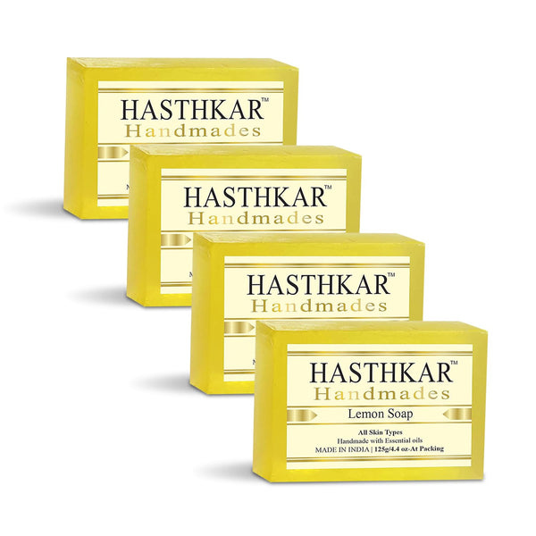 Bypurenaturals Hasthkar Handmades Premium Natural Herbal Lemon Soap - 125gms (Pack of 4)