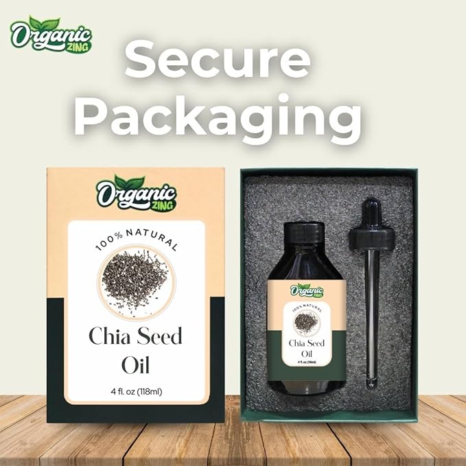 Organic Zing Chia Seed (Salvia Hispanica) Oil | Carrier Oil for Skincare, Hair Care, & Massage - 118 Ml