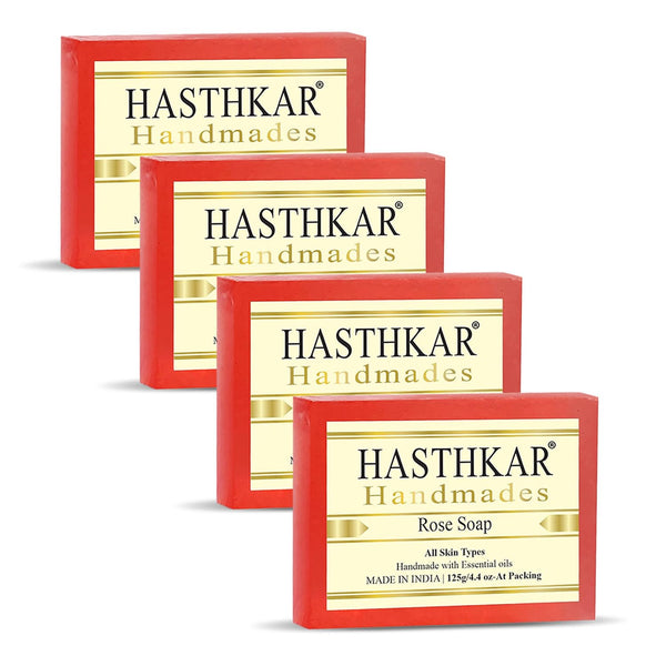 Bypurenaturals Hasthkar Handmades Rose Soap - 125gms(Pack of 4)