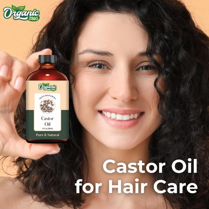 Organic Zing Castor Oil for Skin Care, Hair Care, Body Care - 118 Ml