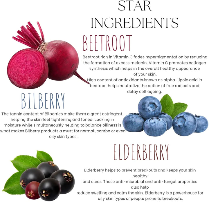 Beetroot Bright Glow Gel Face Mask Brightening & Glowing Skin, Hydration, Anti-Ageing, Natural, Chemical Free, Paraben Free | Vegan