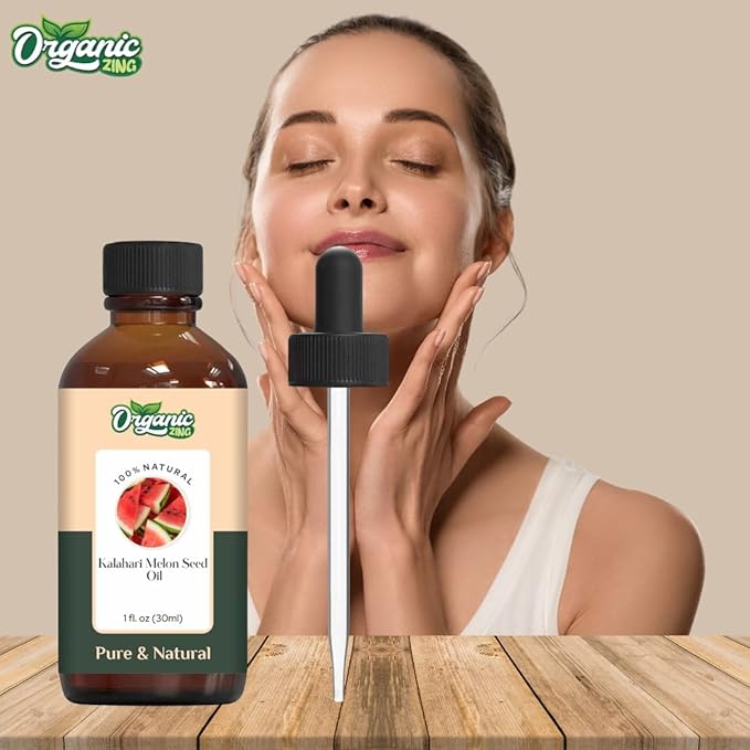 Organic Zing Kalahari Melon Seed (Citrullus Lanatus) Oil | Carrier Oil for Skincare, Hair Care & Massage - 30 Ml