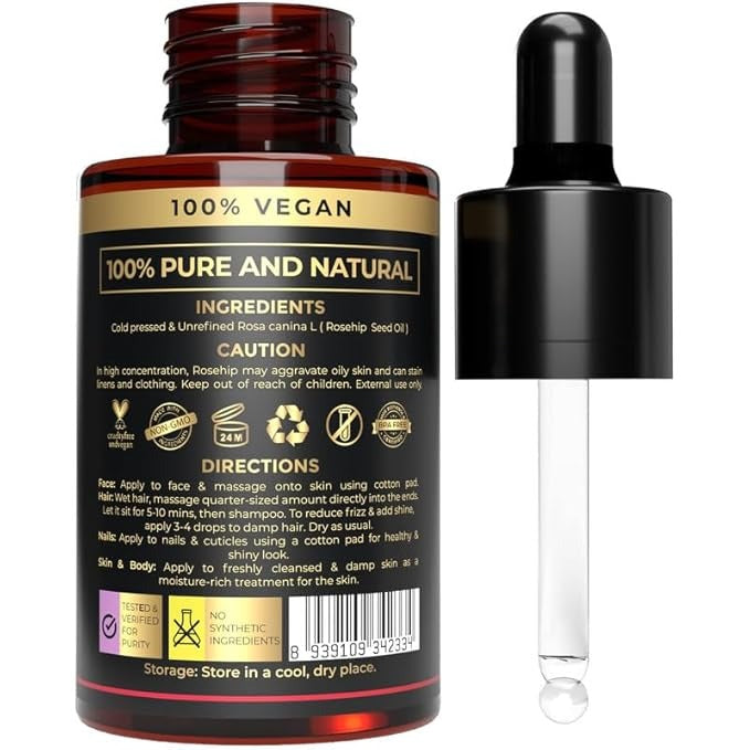 The Organic Forest Organic Rosehip Oil - Cold Pressed - 30 ml