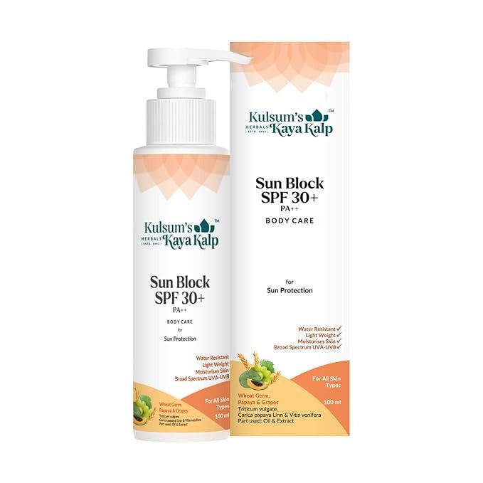 Kulsum's Kaya Kalp Herbals Sun Block SPF 30+ - 100 ml