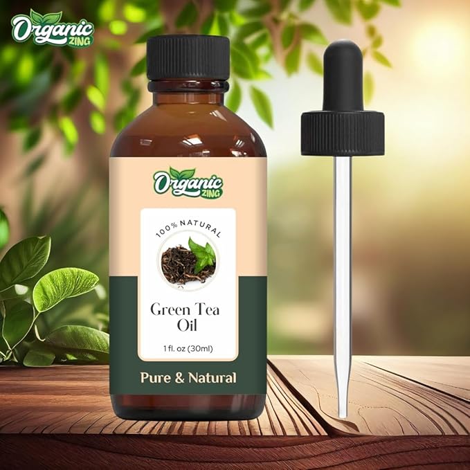 Organic Zing Green Tea (Camellia Sinensis) Oil | Carrier Oil for Skincare, Hair Care & Massage - 30 Ml