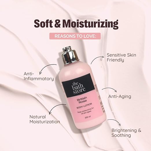 The Bath Store British Rose Body Lotion for Women & Men Body Moisturizer - 200 ml
