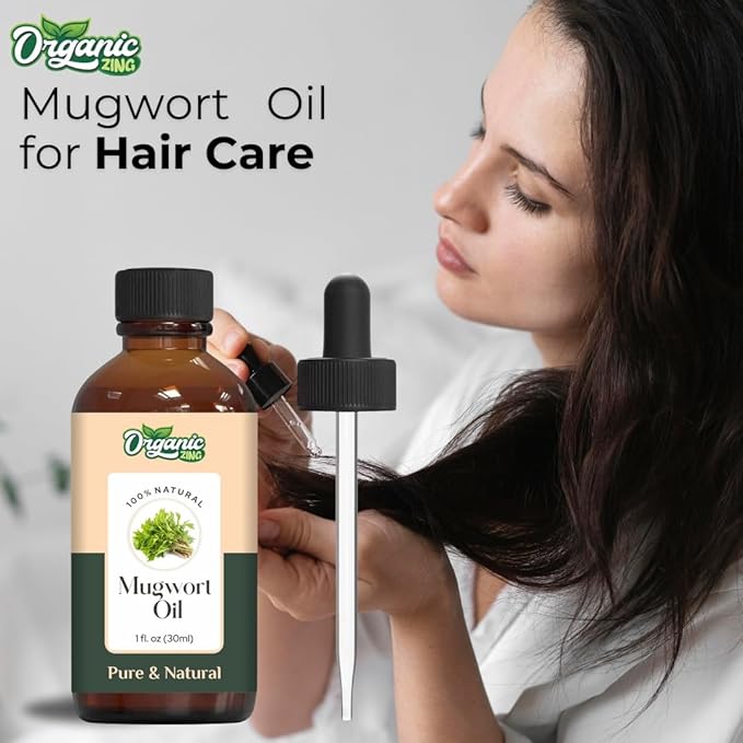 Organic Zing Mugwort (Artemisia Vulgaris) Oil | Essential Oil for Skincare, Hair Care, Aroma & Diffusers - 30 Ml