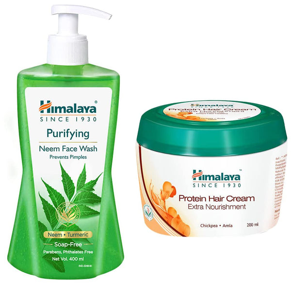 Himalaya Purifying Neem Face Wash & Protein Hair Cream Combo