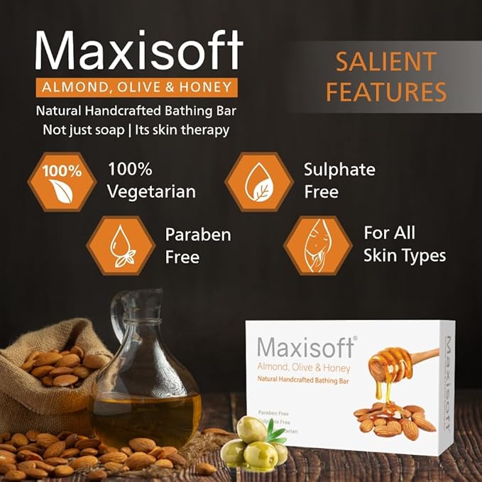 Maxisoft Almond Olive Honey Skin Nourishing Bar - 100 Gms