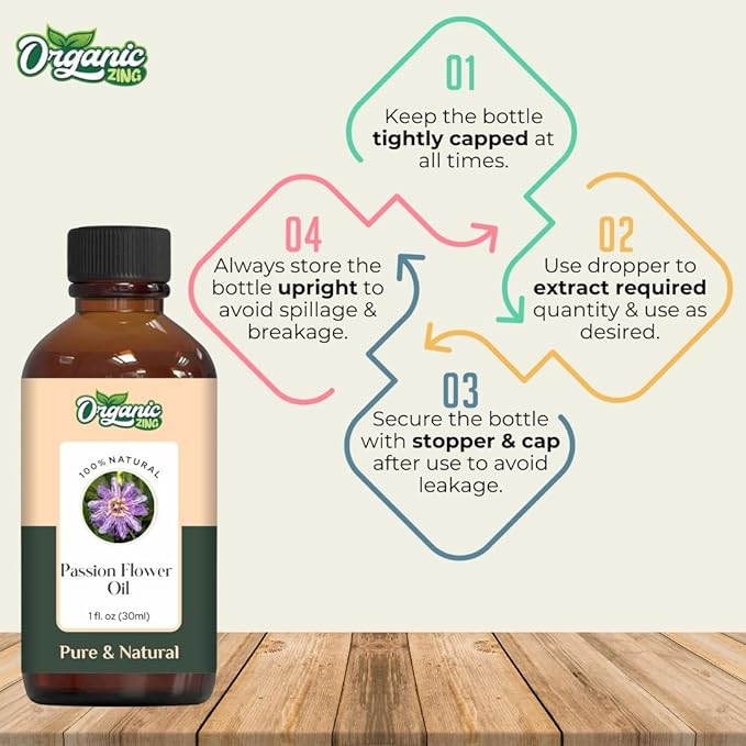 Organic Zing Passion Flower (Passiflora) Oil | Essential Oil for Aroma, Diffusers, Skincare & Massage- 30 Ml
