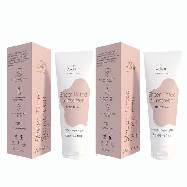 Aveil Sheer Tinted Sunscreen Spf 50 PA+++ - 50 ml(Pack of 2)