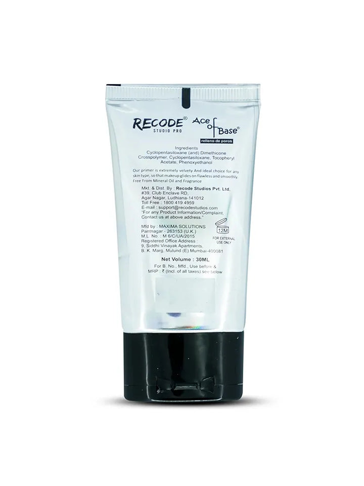 Recode Ace of Base Mattifying Primer for Face Makeup 30ml | Applicable on Oily & Dry Skin | Blurs Fine Lines, Wrinkles & Pores