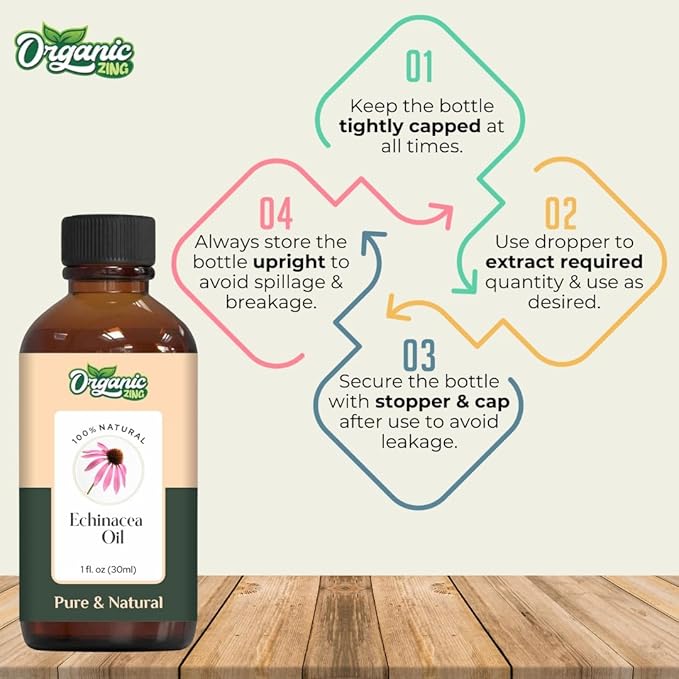 Organic Zing Echinacea (Echinacea Angustifolia) Oil | Carrier Oil for Skincare and Hair Care - 30 Ml