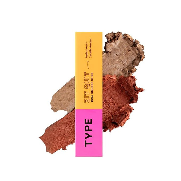 Type Beauty Zit Quit Dual Smudge Stick Blush+ Bronzer (Salmon/Salted Caramel) - 12 gms