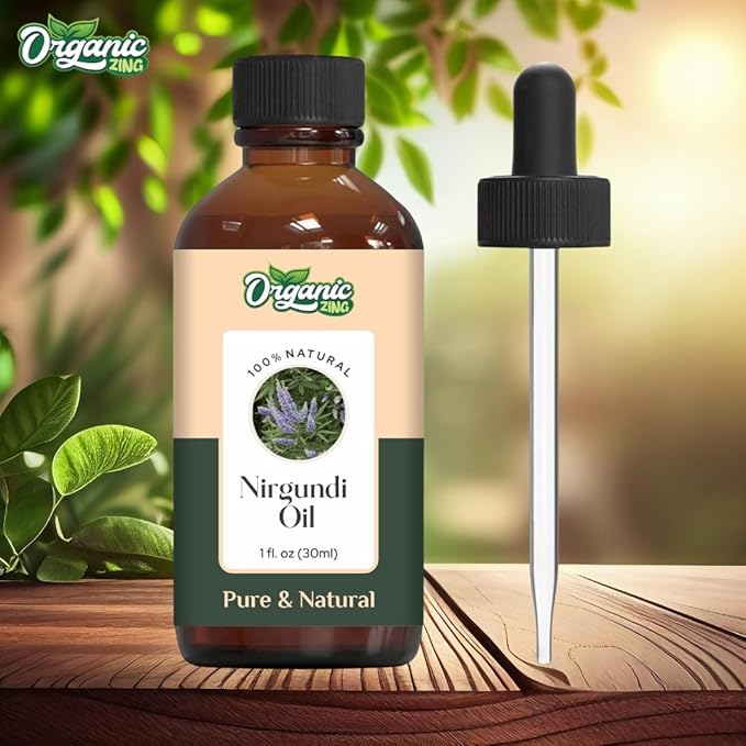 Organic Zing Nirgundi (Vitex Negundo) Oil | Carrier Oil for Aroma, Diffusers, Skincare & Hair Care - 30 Ml