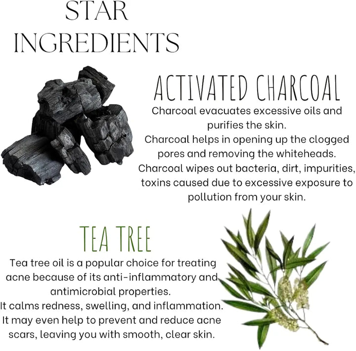 EcoBerry Activated Charcoal Teatree Face Wash | For Acne Prone, Oily Skin, Detoxifies Skin, Organic, Non Comedogenic, Paraben Free, Chemical Free, Cruelty Free, Mineral Oil Free, Preservative Free, Vegan
