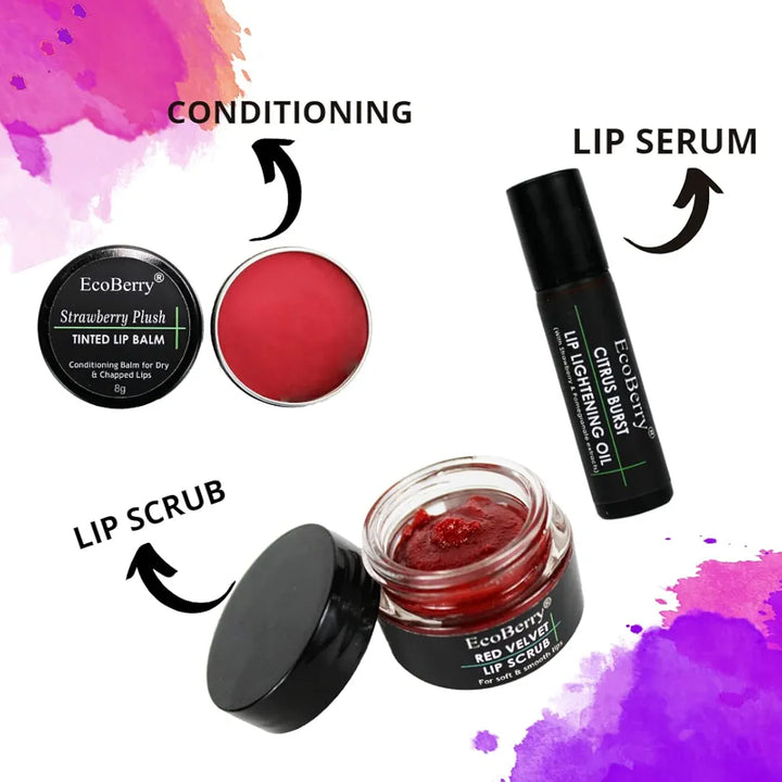 EcoBerry Red Velvet Lip Scrub For Natural Pink Lips Dry, Chapped Lips, Exfoliates, Supple Moisturizing Conditioning, Natural, Handmade, Mineral Oil Free, Preservative Free, Paraben Free, Veg