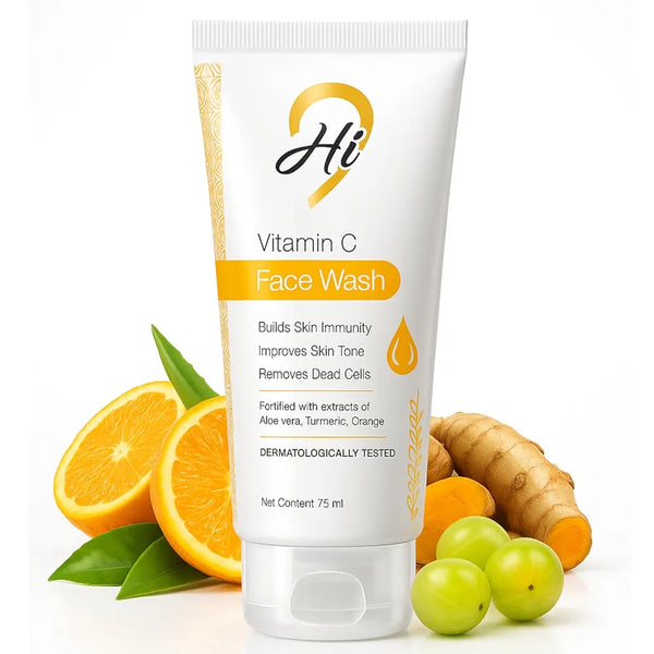 Hi9 Exfoliating Vitamin C Face Wash - 75ml | Clean Skin with Orange and Turmeric Extract | Vitamin C Face Wash for Women and Men | Refreshing and Brightening Daily Cleanser for All Skin Types