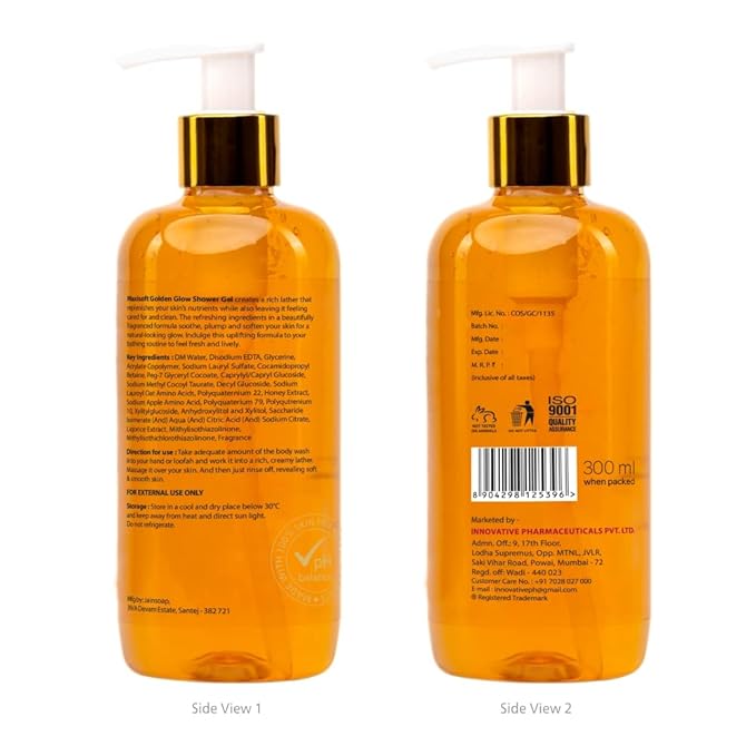 Maxisoft Golden Glow Shower Gel | Refreshing & Hydrating | pH Balanced - 300 Ml