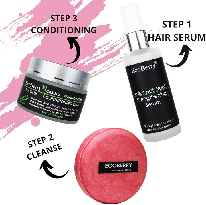 EcoBerry Lotus Hair Root Strengthening Serum For Hair Growth Men, Women, Scalp Serum Hair fall control Hair Volumizing, Water Based, Natural & Handmade, Chemical Free Silicone Free Paraben Free, Vegan