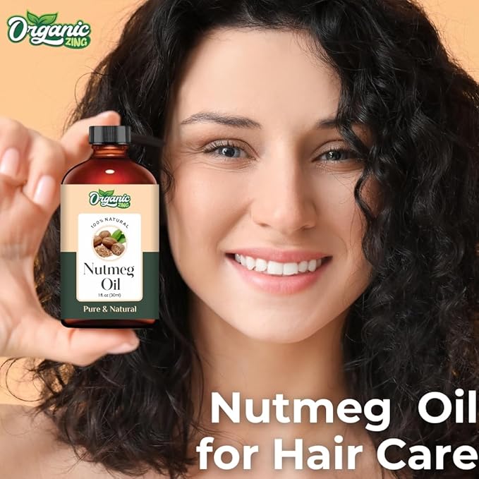 Organic Zing Nutmeg (Myristica Fragrans) Oil | Essential Oil for Aroma, Diffusers, Skincare & Hair Care - 30 Ml
