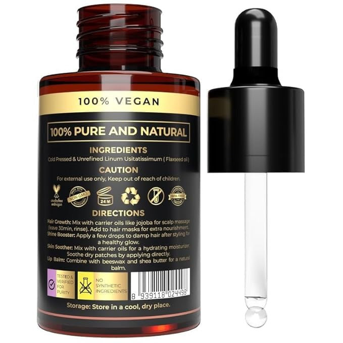 The Organic Forest Flaxseed Oil for Skin Hair & Body - 30 ml