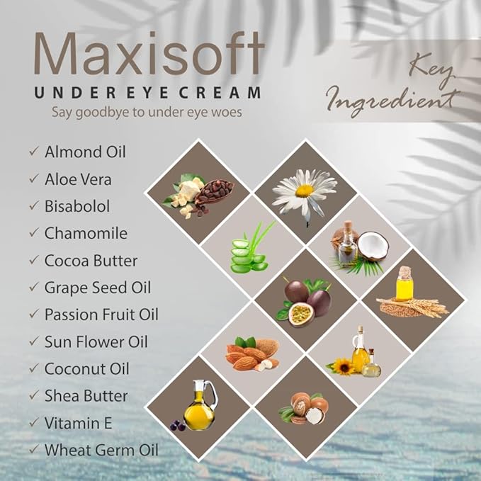 Maxisoft Under Eye Cream for Dark Circles, Eye Puffiness, Fine Lines & Wrinkles - 30 Gms