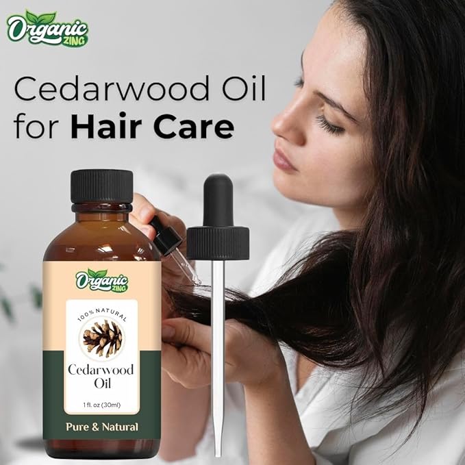 Organic Zing Cedarwood Essential Oil Skin for Skin, Face, Hair Care, Aromatherapy, Diffuser, Conditioner - 30 Ml