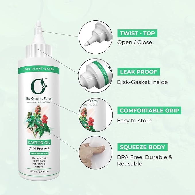 The Organic Forest VEGAN Pure Cold Pressed Castor Oil - 100 ml