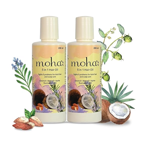 Moha 5 in 1 Hair Oil Hair Growth - 200 ml (Pack of 2)