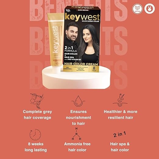 Keywest Crème Hair Colour Dark Brown (Ammonia Free) - 130 ml
