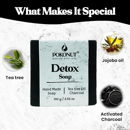 Pokonut Detox Activated Charcoal Soap - 100 gms