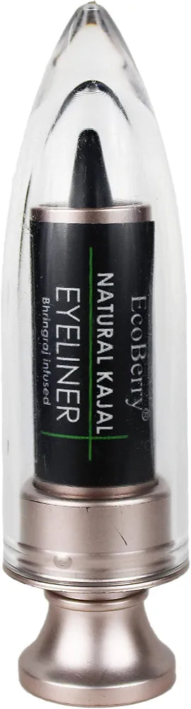 EcoBerry Kajal/Eyeliner Bhringraj infused Deep Black Kohl | Coolant Cleanses | Lead Paraben Free No Artificial Colors 100% Pure, Natural & Handmade, Preservative Free | Veg 3g