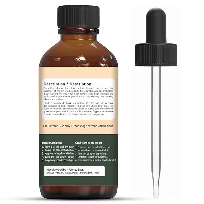 Organic Zing Black Currant (Ribes Nigrum) Oil | Essential Oil for Skincare, Hair Care & Massage - 30 Ml