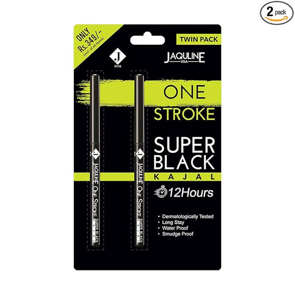 Jaquline USA OneStroke Super Black Kajal - 0.30 gms (Pack Of 2)