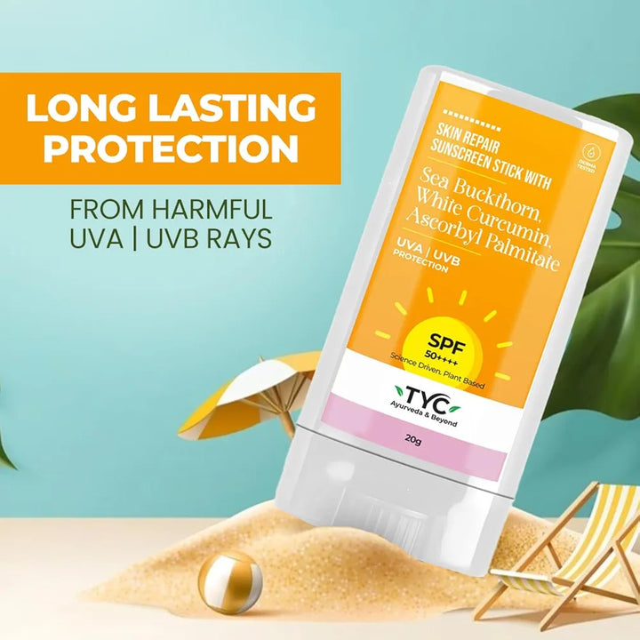 TYC - TRUST YOUR CHOICE Skin Repair Invisible Sunscreen Stick With Spf 50++++ For Oily, Dry, And Combination Skin For Men And Women Uv A/Uvb Protection, Non-Sticky Ayurvedic And Natural 